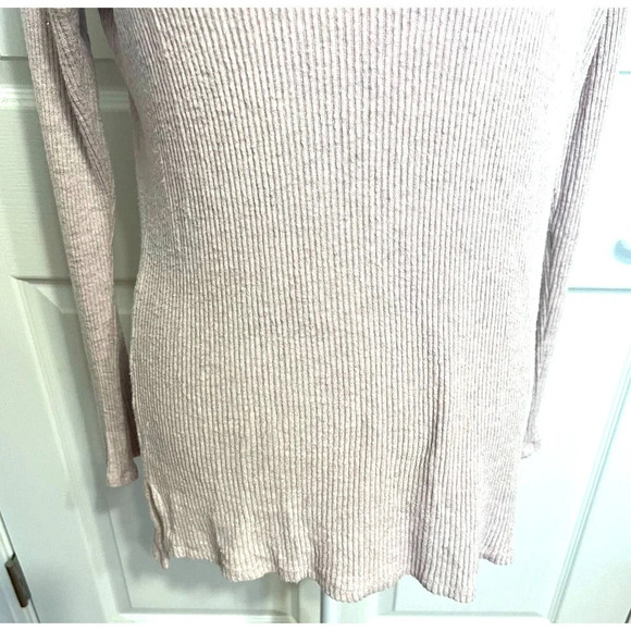 Anthropologie Velvet by Graham Spencer Ribbed Boat Neck Tunic Long Sleeve Pink S - Picture 4 of 7